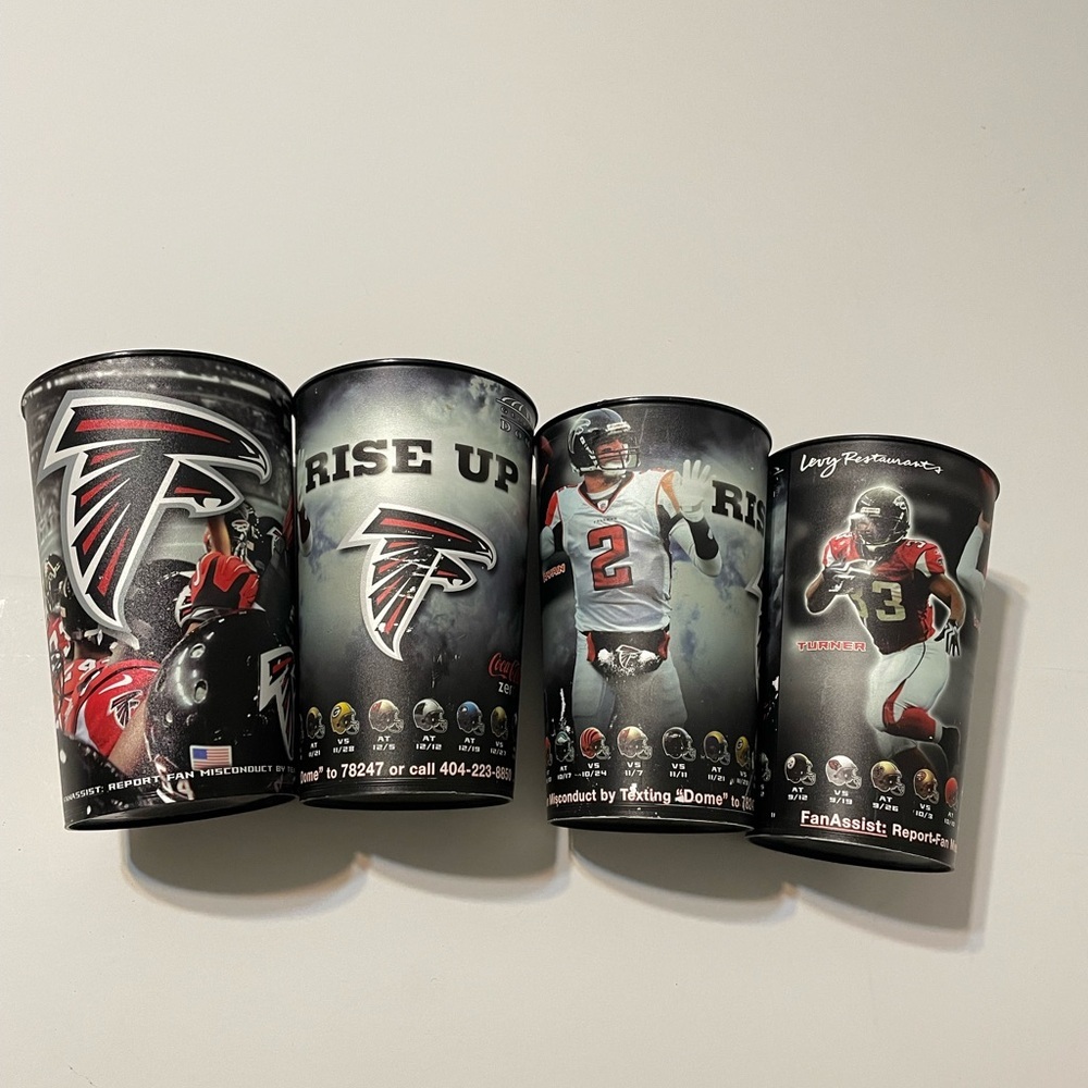 NFL Atlanta Falcons Reusable Plastic Cups, pack of 4, New
